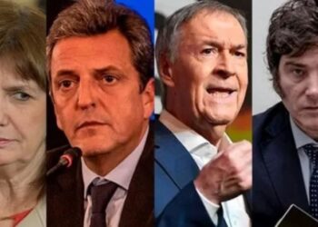 Bullrich, Massa, Schiaretti y Milei, cuatro de los cinco candidatos que competirán en las elecciones generales.