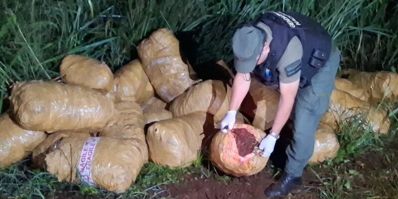Gendarmes detectaron más de una tonelada de marihuana en Colonia Victoria 3 Gendarmes 1 - 2