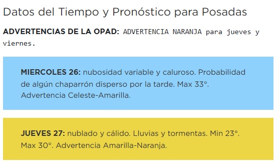 La OPAD emitió alerta naranja para este jueves por tormentas en Posadas 3 alerta - 2