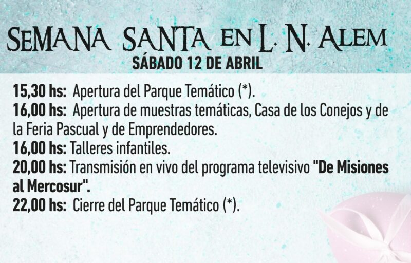 Desde hoy hasta el 13 de abril, Alem ofrece actividades para toda la familia 12 12 de abril - 11