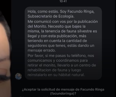 “Maxi”, el mono que desató un enfrentamiento de influencer con Ecología y una ONG 8 respuesta a ringa - 7