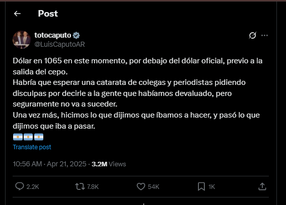dólares: X de totocaputo