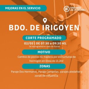 Anuncian cortes programados de energía en varias localidades de Misiones 8 494196040 1127973896032434 3080629562117792385 n - 7