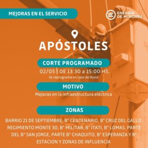 Anuncian cortes programados de energía en varias localidades de Misiones 4 494433924 1128628169300340 3867370542881203494 n - 3