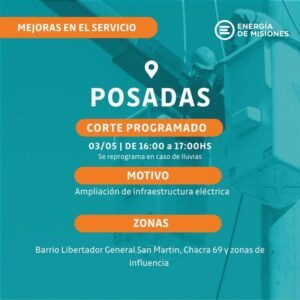 Anuncian cortes programados de energía en varias localidades de Misiones 12 494472741 1127761659386991 2718428384845835292 n - 11