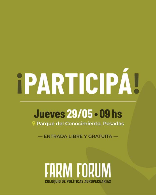 Jueves 29 de mayo a las 9 horas en el Parque del Conocimiento se llevará adelante el segundo foro agropecuario