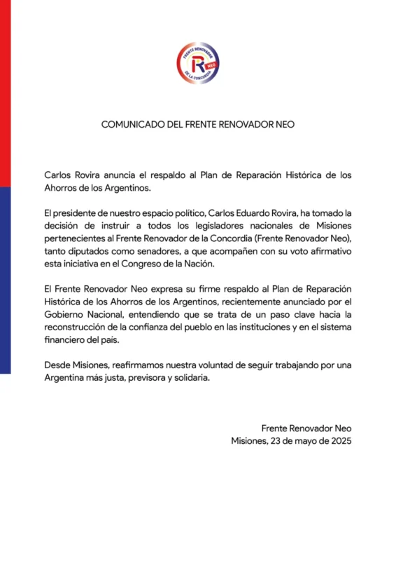 comunicado frente renovador Carlos Rovira