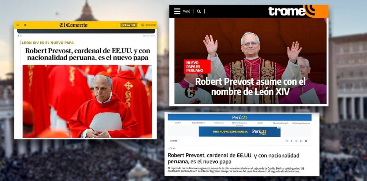Medios de Lima tras la elección de León XIV: “Nuevo papa es peruano” 3 Papa 1 - 2