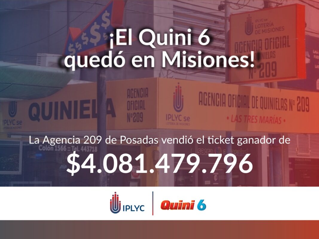 “Estamos muy contentos, Misiones tiene un nuevo millonario”: histórico premio del Quini 6 3 Quini 6 agencia 209 Posadas mayo 2025 - 2