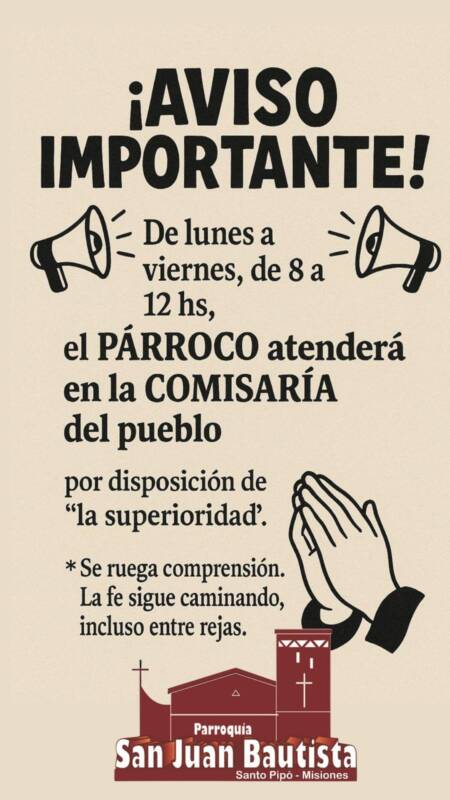 Padre Marcos Szyszkowski: “La dignidad no se negocia y si quieren conflicto, yo tengo firmeza" 3 La comunidad de Santo Pipó dio a conocer el aviso sobre el destino que la Policía dio al Padre Marcos