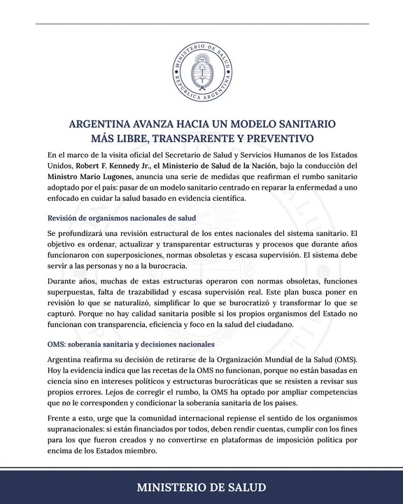 El Gobierno anunció la reforma del sistema sanitario y confirmó la salida de la OMS 2 WhatsApp Image 2025 05 27 at 08.14.28 1 - 1
