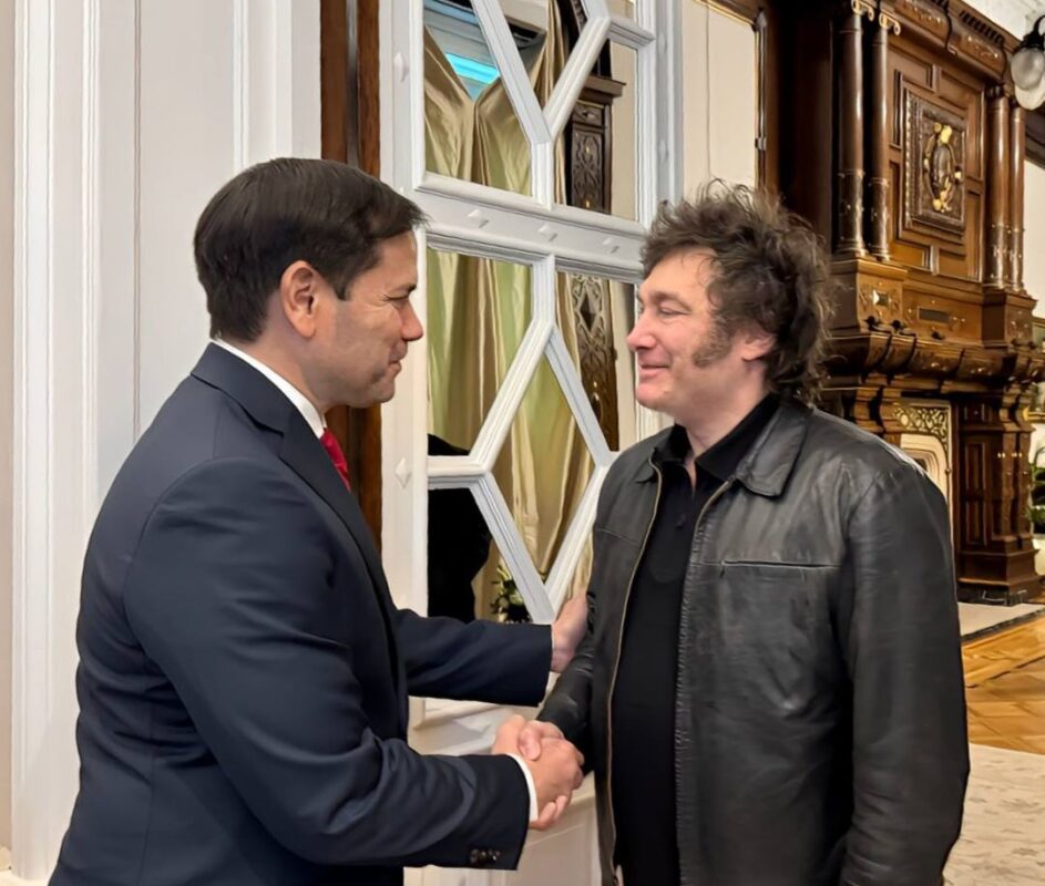 Presidente Javier Milei y secretario de Estado EEUU, Marco Rubio
