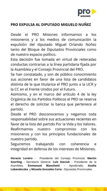 El PRO de Misiones expulsó al diputado Miguel Núñez del partido y del bloque 5 pro Nunez - 4