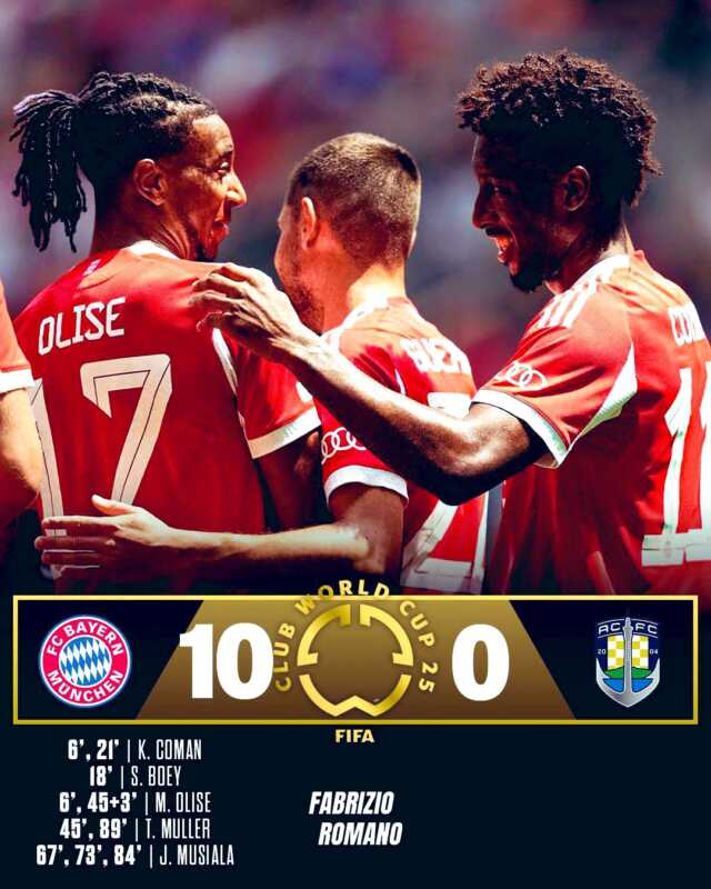 Bayern Múnich tuvo un debut demoledor en el Mundial de Clubes 2025 
