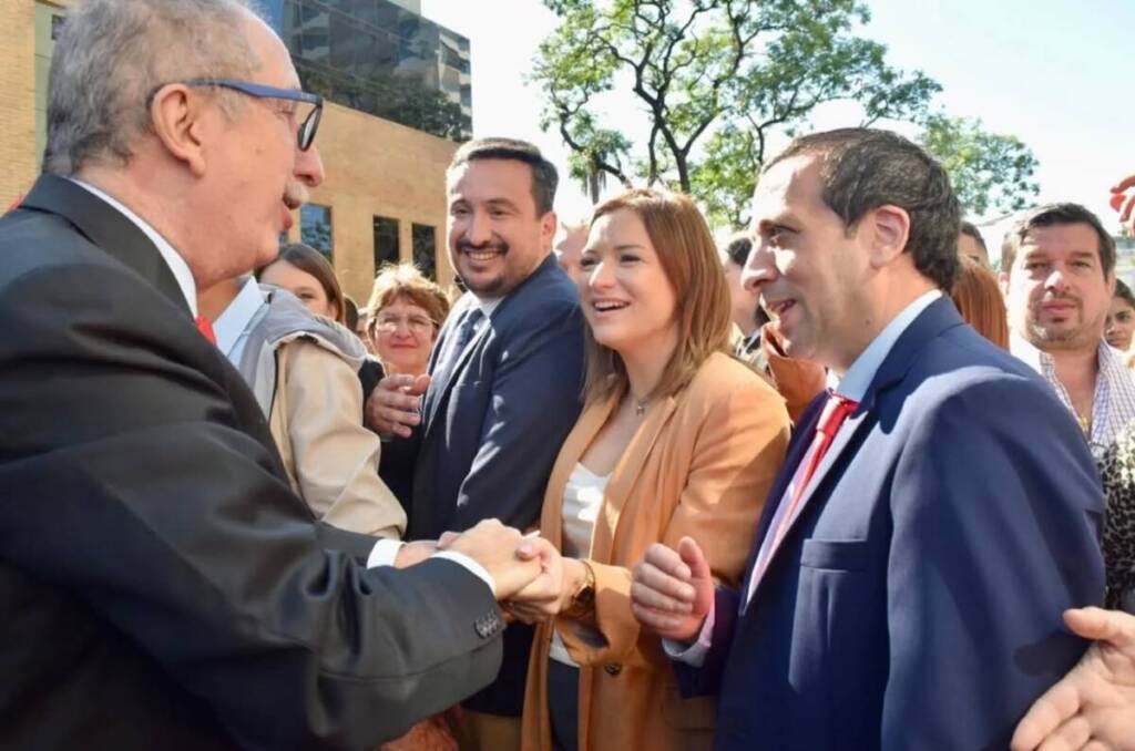 Cabral con Roa y Bondarenco el 1 de mayo tras el discurso de Passalacqua
