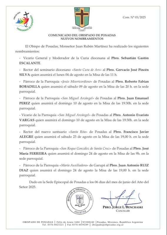 Garupá tendrá una nueva parroquia y cambiarán párrocos en Posadas 9 cambios iglesia 1 - 8