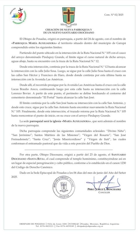 Garupá tendrá una nueva parroquia y cambiarán párrocos en Posadas 7 cambios iglesia 2 - 6
