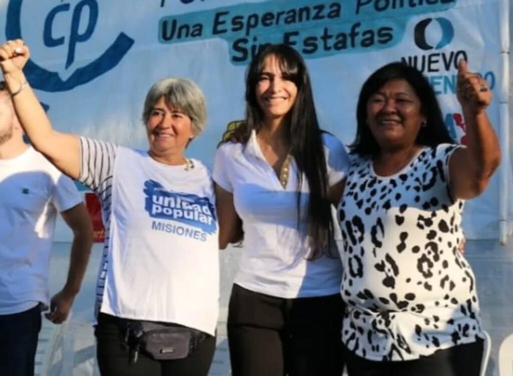 Duarte y De Melo denuncian precarización laboral en Misiones y reclaman leyes para los trabajadores informales 4 Mónica Gurina (CTA A); Cristina Britez (PJ) y Graciela de Melo (CCC) durante un reciente acto en Misiones