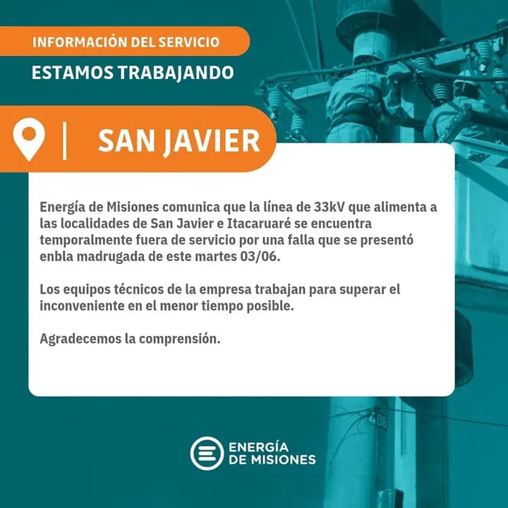 San Javier y El Soberbio: Energía de Misiones realizará tareas de reparación y mantenimiento 4 energia 2 - 3