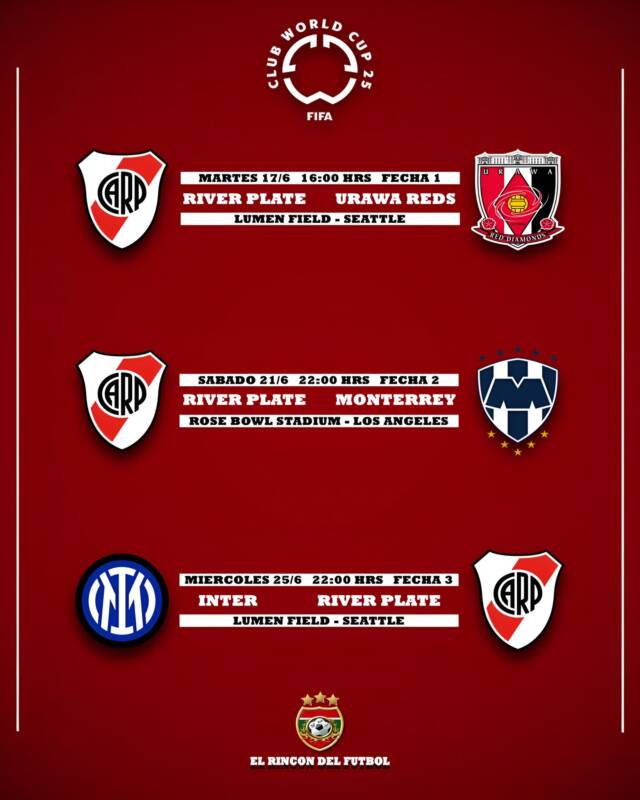 Los partidos y equipos contrincantes con los que se enfrentará River