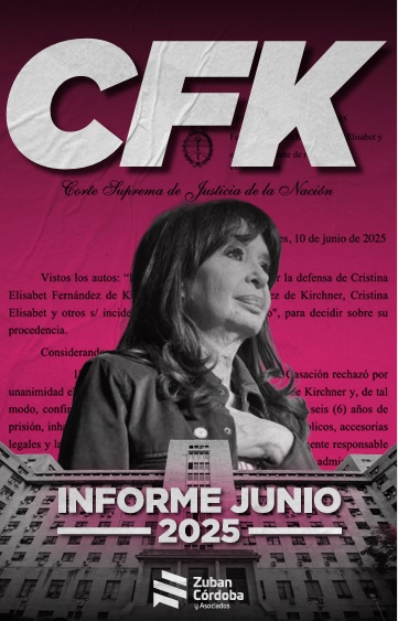 Portada del informe sobre la encuesta del mes de junio centrada en la ratificación de la condena a Cristina Kirchner