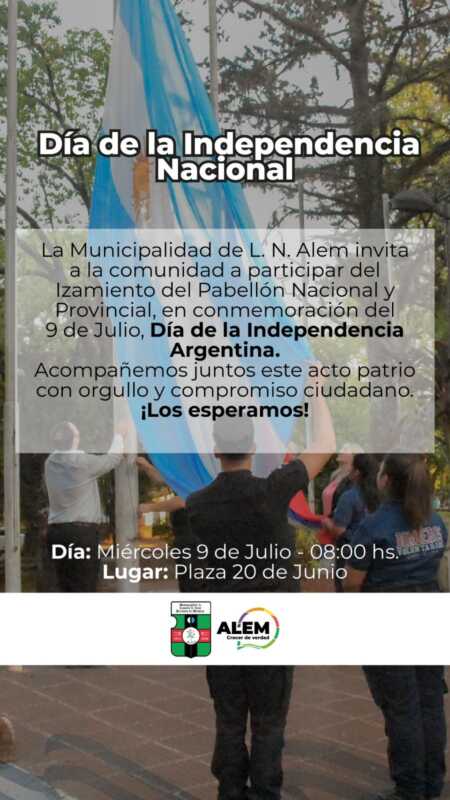 Misiones celebra este miércoles el 209° aniversario de la Independencia Argentina en Alem 2 Misiones