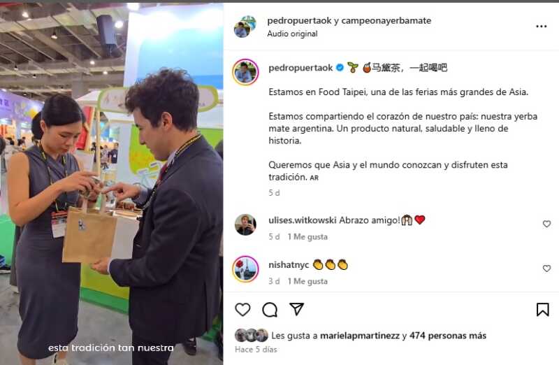 Renunció el diputado Puerta: ¿cuándo tratará el tema la Legislatura? 2 Hace pocos dias atrás, Pedro Puerta se mostró en Taiwán en una feria de alimentos, con su yerbatera.
