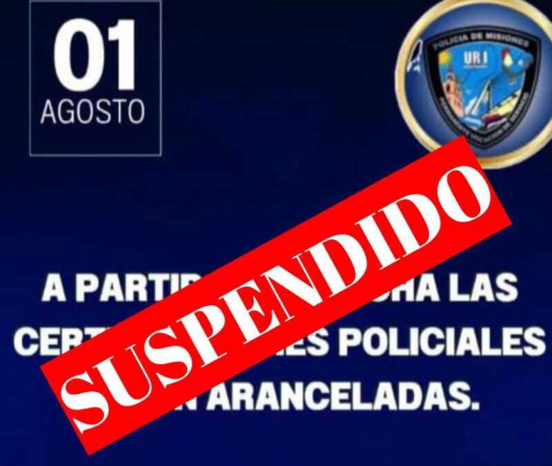 Policía de Misiones suspendió el cobro de certificaciones aranceladas en comisarías certificaciones policia misiones