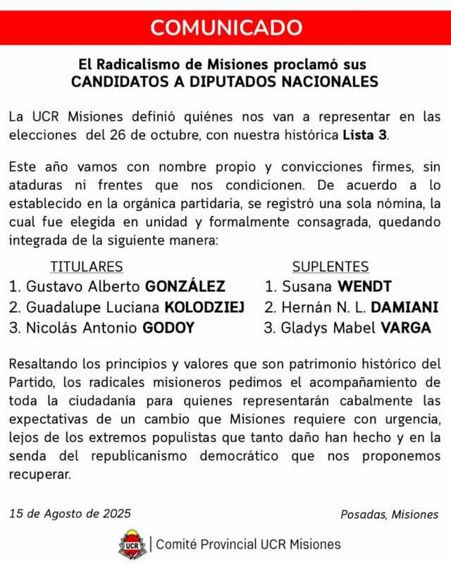comunicado UCR Misiones - 2