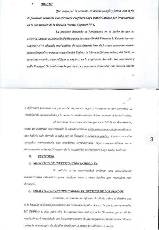 Denuncia a la directora de la Escuela Normal Superior N° 4 de Oberá por irregularidades 4 denuncia2 - 3