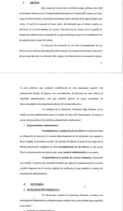 Denuncia a la directora de la Escuela Normal Superior N° 4 de Oberá por irregularidades 6 denuncia3 - 5