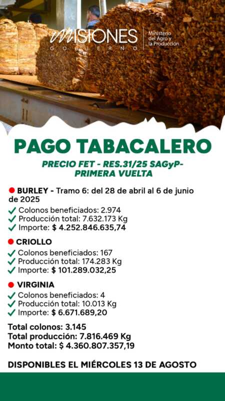 Cronograma de pagos del FET. 