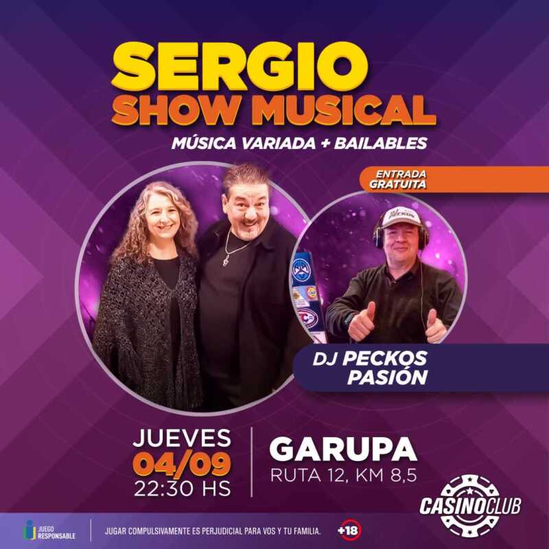 Septiembre con música de primer nivel en el Casino Club 2 25 09 04 SERGIO SHOW MUSICAL DJ PECKOS PASION Flyer Feed 1 - 1