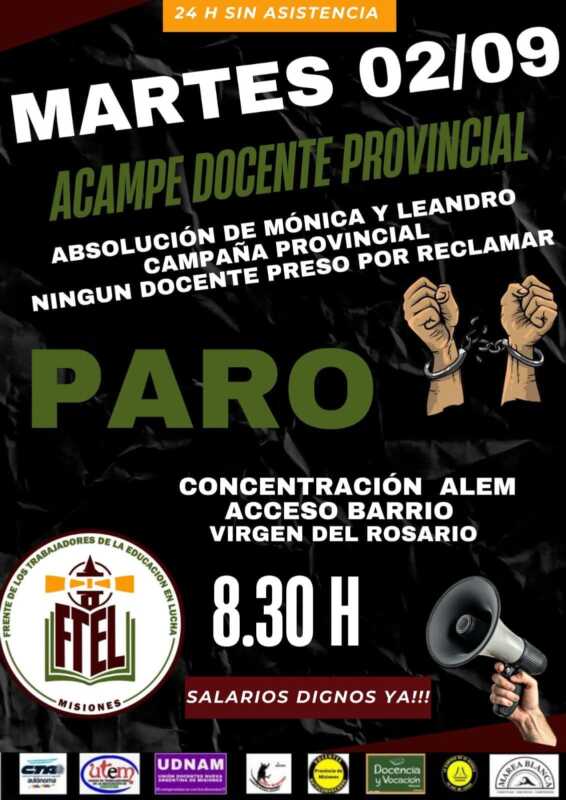Misiones: docentes judicializados llaman a asamblea y paro