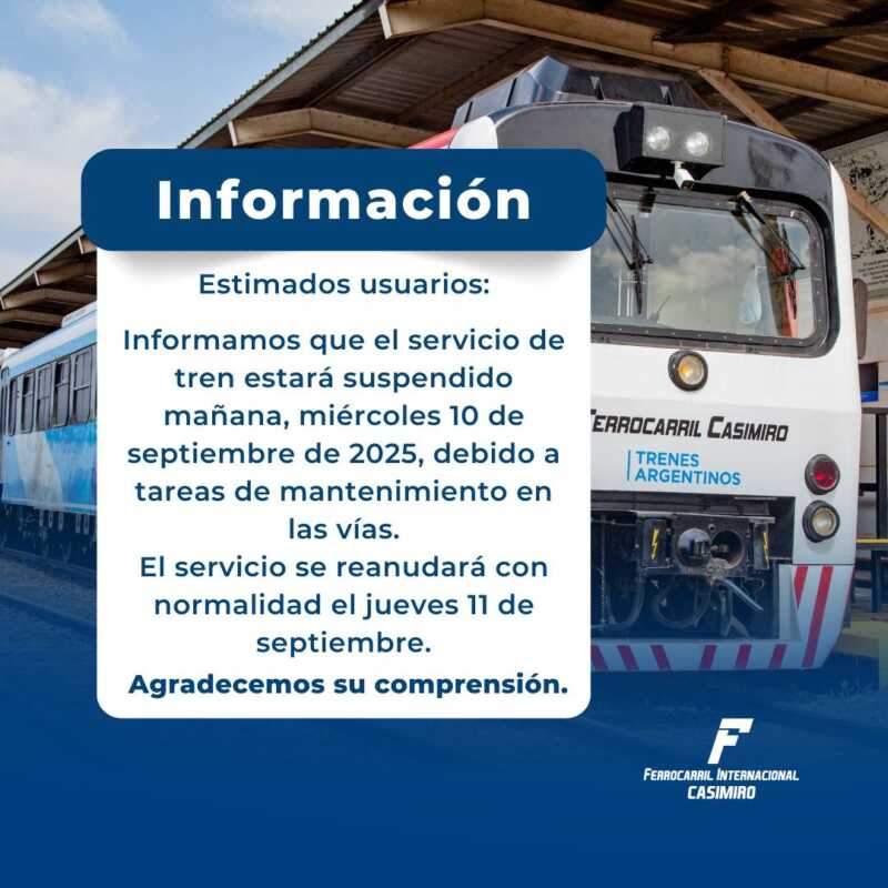 Tren Posadas-Encarnación: servicio interrumpido este 10 de septiembre 2 Tren Posadas-Encarnación sin servicio este miércoles 10