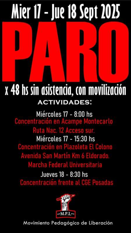 Las actividades del paro docente en Montecarlo