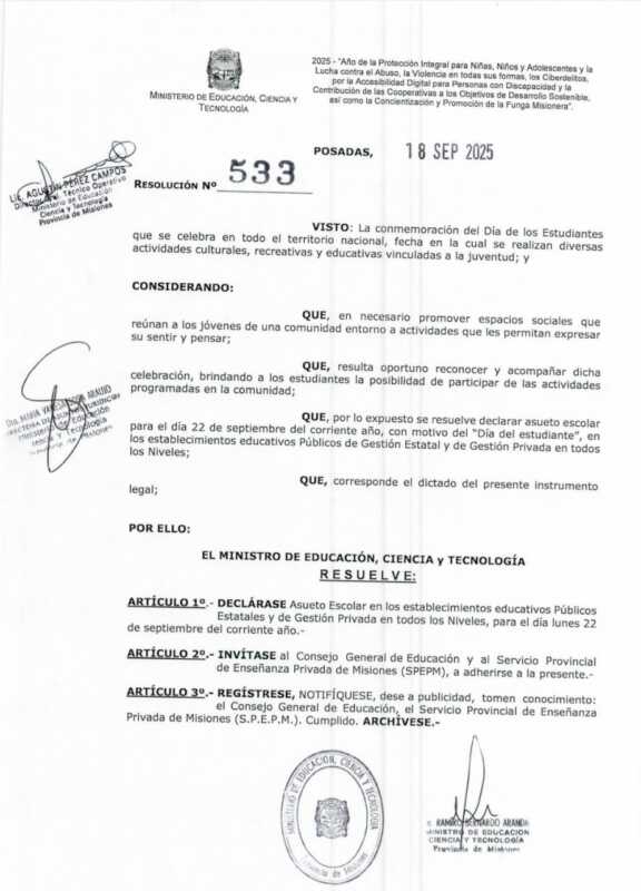 Dia del Estudiante: habrá asueto el próximo lunes en Misiones 2 WhatsApp Image 2025 09 18 at 10.01.58 - 1