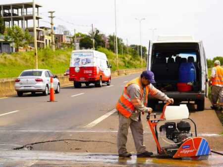 Posadas: colapsó una alcantarilla y se redujo la calzada en el Acceso Sur acceso sur posadas