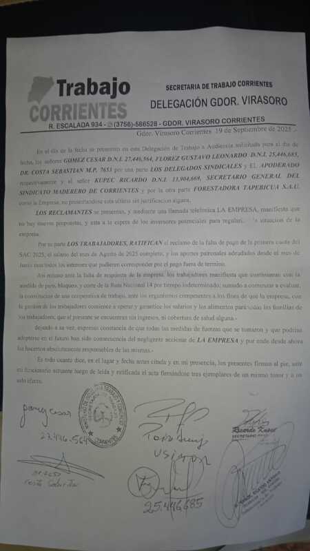 Trabajadores de Tapebicuá sostienen corte en la ruta 14 y analizan crear una cooperativa de trabajo 2 forestal tapebicuá