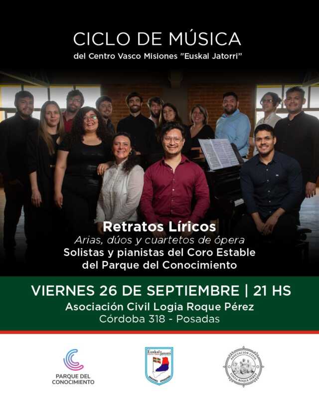 Ópera en el parque del conocimiento: “Retratos Líricos” en la logia Roque Pérez 2 Ópera en vivo: el Parque del Conocimiento presenta “Retratos Líricos”
