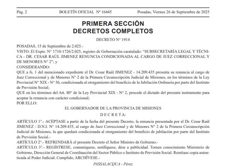 César Jiménez se jubila: legado de más de dos décadas en la Justicia juvenil de Posadas
