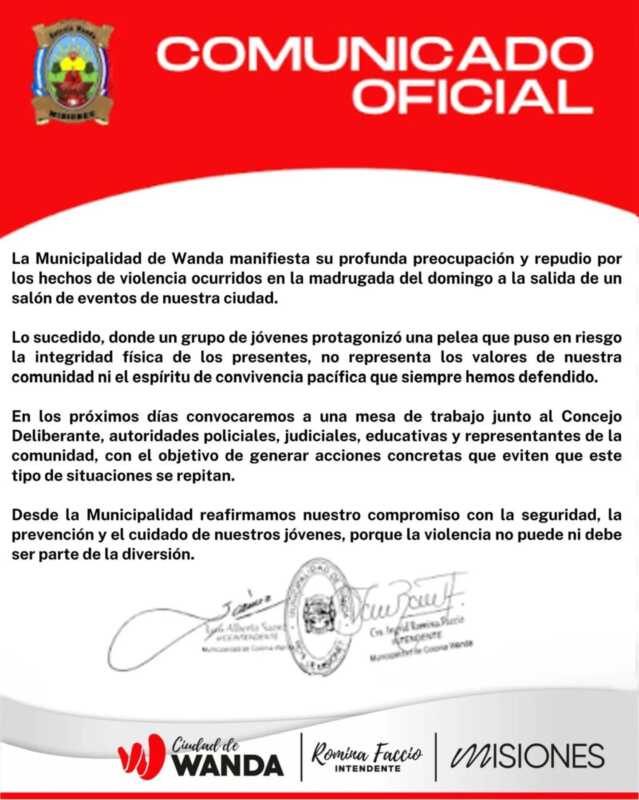 Brutal pelea afuera de un boliche en Wanda terminó con dos heridos y un detenido 5 wanda pelea comunicado detenido - 4