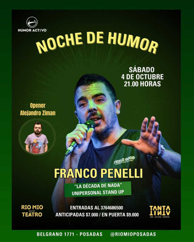 Octubre en Posadas: música, teatro y cine para toda la familia 7 20251001 acm 22 noche de humor riomio - 6