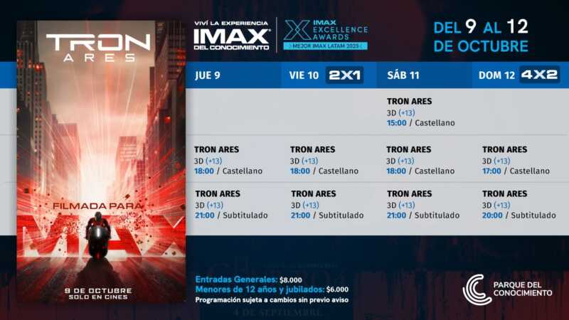 Cuando la IA cruza al mundo real: llega “Tron: Ares” al IMAX del Conocimiento