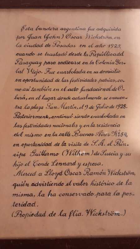Restauran en el Museo Yaparí la primera bandera argentina que ondeó en Oberá 4 Documento bandera - 3