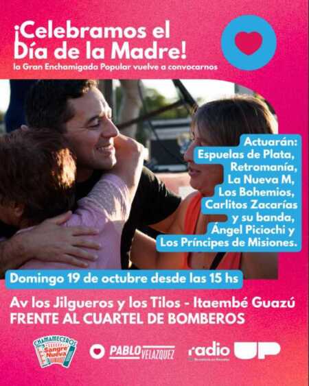 Posadas celebra el arte, la música y la tradición en un fin de semana lleno de emociones El Día de la Madre se celebra con la Gran Enchamigada Popular.