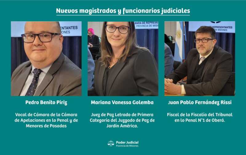 Rau y Milicich, nuevos jueces penales: aprobaron pliegos para cubrir cargos del Poder Judicial 2 Pliegos aprobados: el Poder Judicial misionero suma nuevos magistrados
