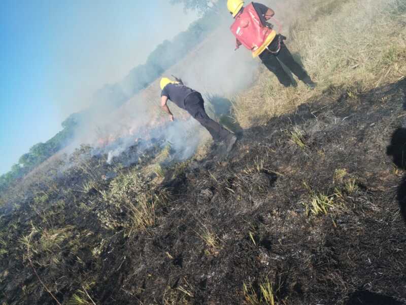 Sofocan incendio cerca de la Reserva Federal Campo San Juan 1 Se emplearon mochilas forestales, equipos de zapa y batefuegos para extinguir el incendio.