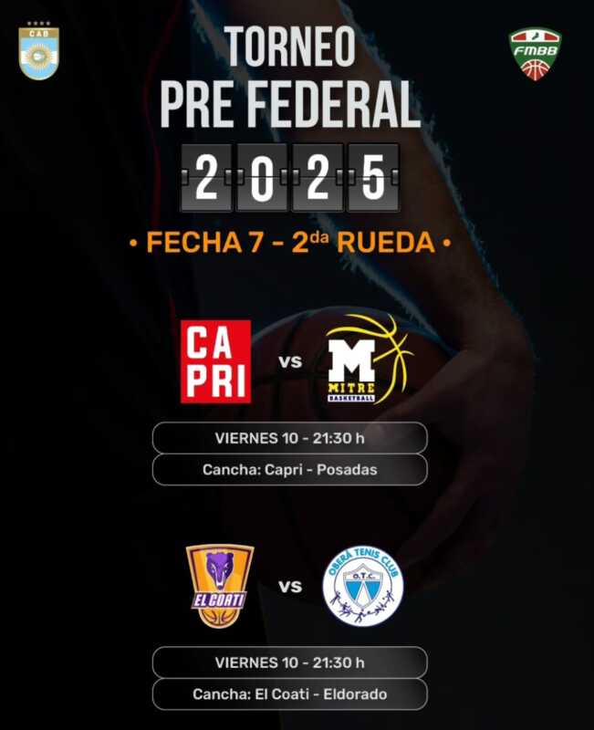 Así arranca la 7ma fecha del Pre-Federal de básquet.