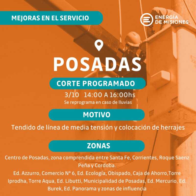 Energía de Misiones anunció cortes programados en varias localidades por mantenimiento y mejoras 6 WhatsApp Image 2025 10 03 at 10.05.01 - 5